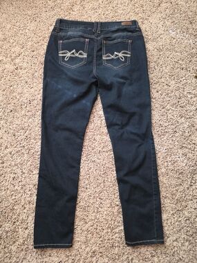 Angels Dark Blue Straight-Leg Women's Jeans with Embroidered Back Pockets